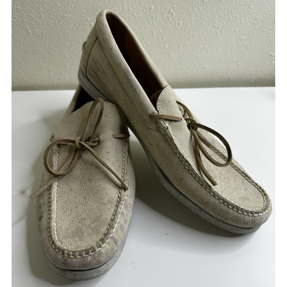 Peter Millar Men's Shoes Sz 11 1/2 M Tan Leather Boat Slip On DISTRESSED AS IS